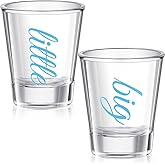 Lounsweer 2 Pcs Sorority Big Little Shot Glasses with Thick Base Big Little Sorority Gifts 2 oz Tequila Shot Glasses Mini Cups(Blue)