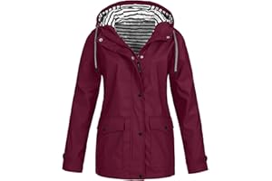 Rain Jacket Women Waterproof Packable Rain Coats Plus Size Hooded Raincoats Lightweight Windbreaker with Pockets