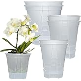 Cdd's Path 6-Pack Bare Root Planter Self Watering Pots Set with Holes for Indoor/Outdoor Plants, 2 Each of 5, 6 and 7 Inch Planter Pot with Watering Hole/Reservoir and Air Pipes, Clear