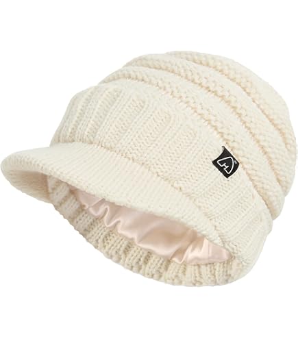 Cuffbow 6 Pcs Satin Lined Beanie with Brim Visor for Women  display picture 1