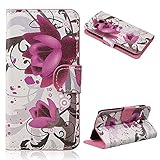 Moto G Case,UZZO Moto G Wallet Case [Book Fold] Leather Moto G Flip Cover with Folding Stand,[Ink Flower Pattern] Pu Leather Flip Case for Motorola Moto G (1st Gen)