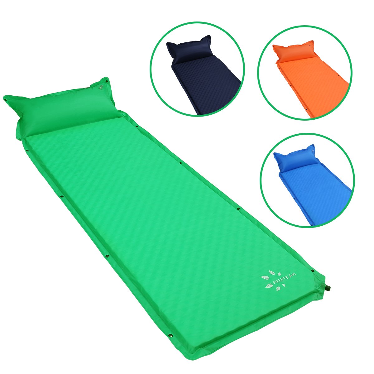FRUITEAM Self Inflating Camping with Pillow Lightweight Foam Pad for Backpacking Tent Car Sleeping Mattress