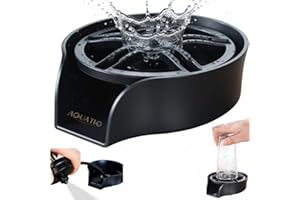 AquatiQ 2 in1 Glass Rinser for Kitchen Sink - Stainless Steel Cup Cleaner - Counter Top Bottle Washer - Kitchen Sink Accessories - Attachements - Sink Sprayer, Black