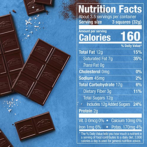 GHIRARDELLI INTENSE DARK SEA SALT 60% CACAO SQUARES, 4.1 OZ BAG (PACK OF 6) – DARK CHOCOLATE CANDY WITH SEA SALT FOR GIFTING & SHARING