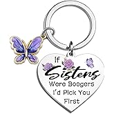 Valentines for Sister Keychain From Brother Funny Sister Gifts Valentines Day Gift for Sister Funny Gifts for Sister Valentine If Sisters Were Boogers I’d Pick You First Purple Butterfly Keychain