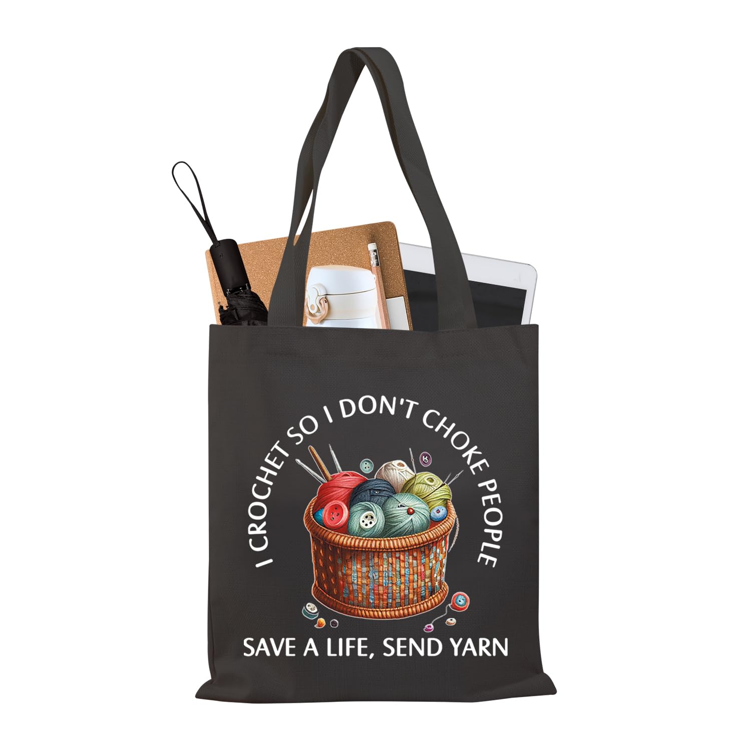 PLITI Crochet Gift Tote Bag - Save A Life, Send Yarn