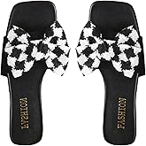 Verdusa Women's Bow Slide Sandals Open Toe Slip On Summer Flat Sandals