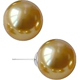 WARIDAR Gold Faux Pearl Stud Earrings, S925 Silver Posts Hypoallergenic for Women