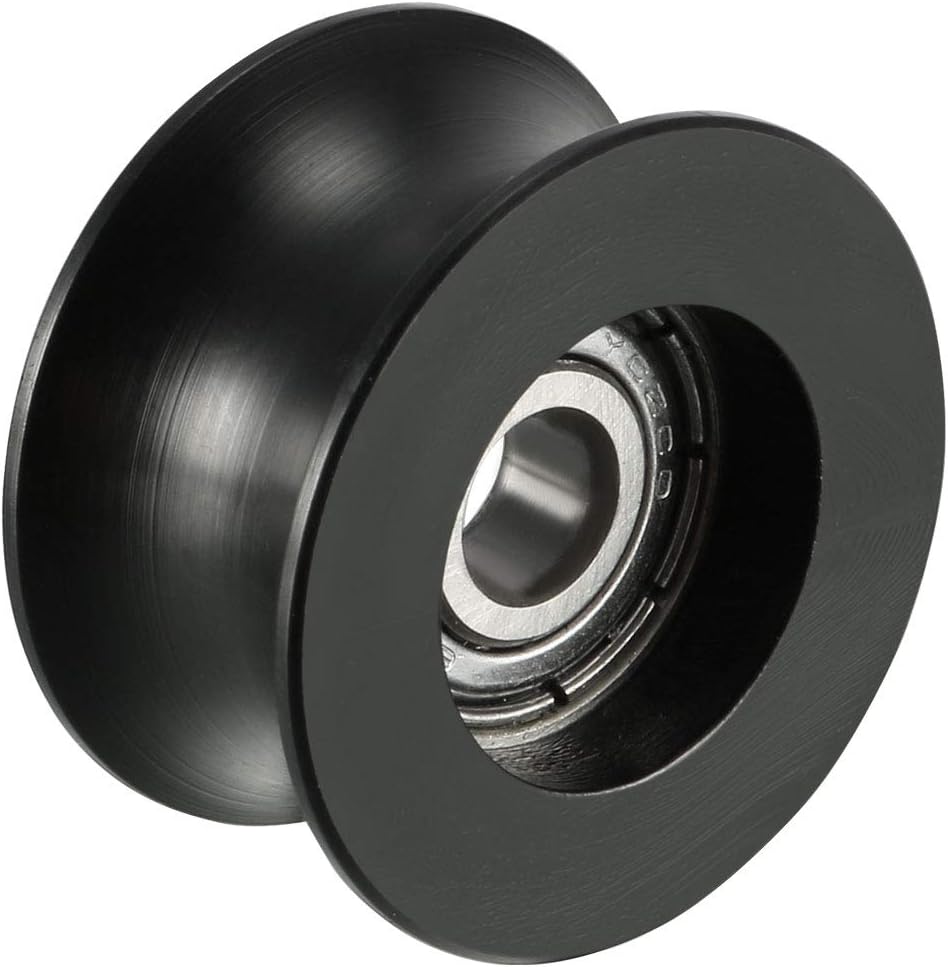 sourcing map 3mm Deep Metal U Groove Guide Bearing Pulley Rail Ball Wheel 5x25x13mm, 5x25x13mm-black