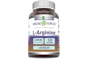 AMAZING NUTRITION Amazing Formulas L-Arginine Supplement | 1000 Mg Per Serving | Tablets | Amino Acid Supplement for Women & Men | Non-GMO | Gluten Free | Made in USA (1 Pack | 120 Count)