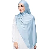Lina & Lily Luxury Satin Hijab Head Scarf Shawl Wrap for Muslim Women Extra Long