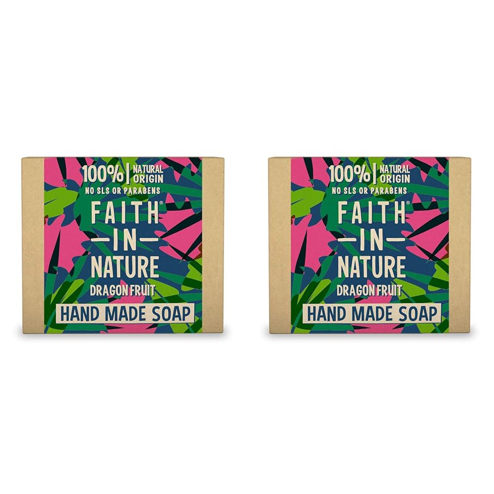 Faith In Nature Natural Dragon Fruit Hand Soap Bar, Revitalising, Vegan & Cruelty Free, No SLS or Parabens, 100g (Pack of 2)