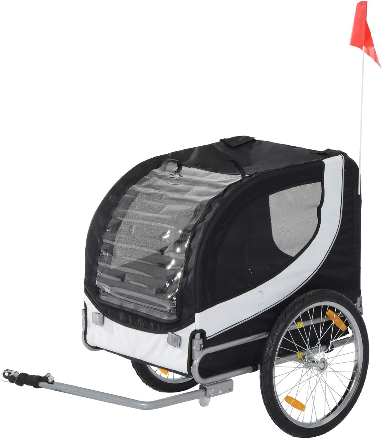 Pawhut Hundeanhänger Fahrradanhänger Hundetransporter Hunde Fahrrad Anhänger Schwarz 130 x 73 x 90 cm