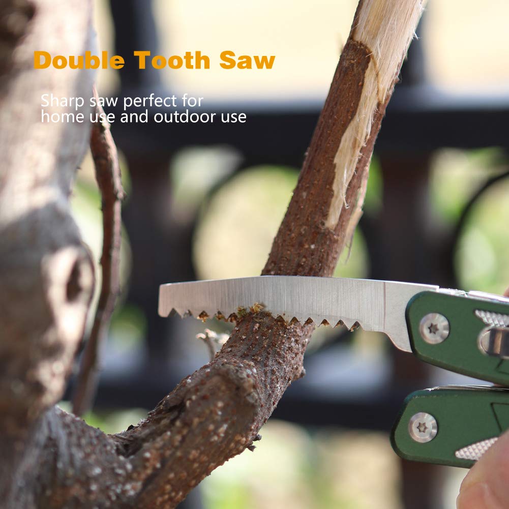 Multitool Pliers with Anodized Aluminum Handle, 13 in 1 Multipurpose Stainless Steel Survival Kit with Safety Lock,Saw,Serrated Knife, Screwdriver,Wire Cutter for Outdoor Camping, Hunting