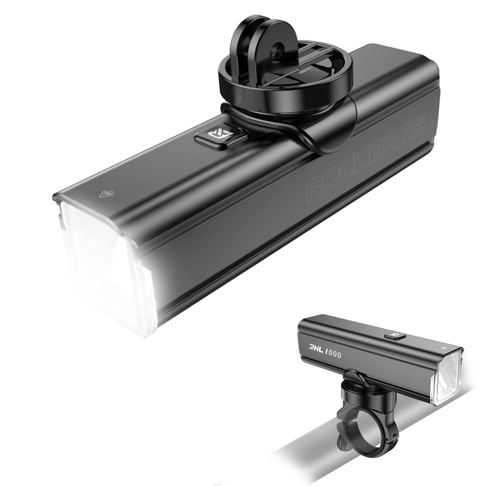 Photo 1 of ROCKBROS Bike Light 1000 Lumens USB Rechargeable Bike Headlight Led IPX6 Waterproof Bike Front Light 5 Modes Aluminum Alloy Super Bright Bike Light for Night Riding