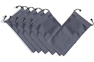 AKOAK Microfiber Waterproof Drawstring Pouch,Soft Storage Bag for Cell Phones Power Bank and More,Grey,Pack of 6