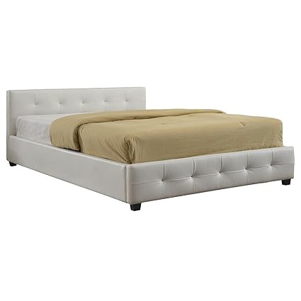 CARO-Möbel Polsterbett Doppelbett Vivien weiß, 140 x 200 cm, Kunstlederbezug inklusive Lattenrost