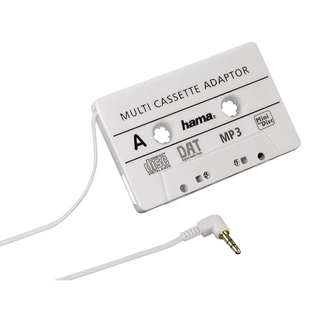 Hama KFZ-Kassettenadapter (Smartphones/MP3-/CD-Player/iPod/Tablets am Autoradio, Tape mit 3,5 mm Klinkenstecker) weiß