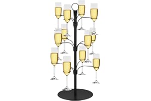 Cocktail Tree Stand for drinks,3 Tier 12 Holders Champagne Tower Wine Glasses Holder,Metal Drink Tower for Champagne Martini 