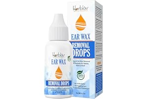 HERBLOV Organic Ear Wax Removal Drops for Clogged Ears – Natural Ear Wax Cleaner Oil for Kid, Adult, Baby – Earwax Removal Liquid Remedy for Unclogging Ears, Earache Relief, Ear Health (Made in USA)