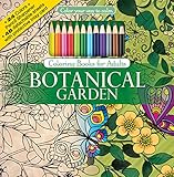 Botanical Garden Adult Coloring Book Set With 24 Colored Pencils and Pencil Sharpener Included: Color Your Way To Calm by Newbourne Media