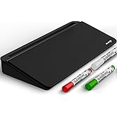 Chalkola Black Glass Desktop Whiteboard with Storage - Desk Organizer Buddy | Dry Erase Board, Work Desk Organizers, Computer Keyboard Stand, Home Office Accessories, Workspace Desktop Buddy + 3 Markers