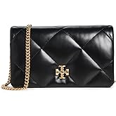 Tory Burch Women's Kira Diamond Quilt Chain Wallet, Black, One Size