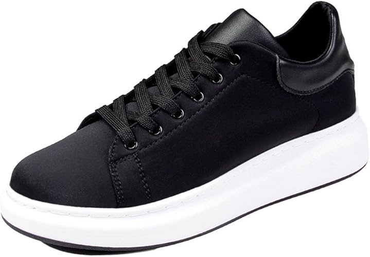 Amazon イノヤ メンズ 厚底靴 スケートボードシューズ メンズ レースアップシューズ 黒の靴 アウトドア カジュアル靴 ローカット スニーカー 学生 デッキシューズシューズ 男性用 おしゃれ スケートボード