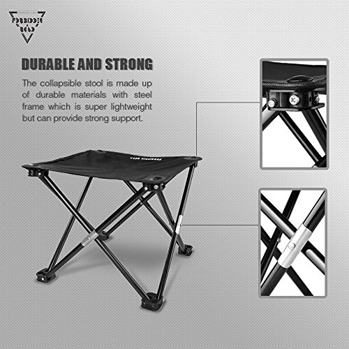Forbidden Road Camping Stool Folding Chairs Outdoor Fold Up Chairs Four Legs Portable Collapsible Chair for Hiking Fishing Travelling Outdoor Stool Lightweight Sturdy Chair (Black, Fold Up Chairs)