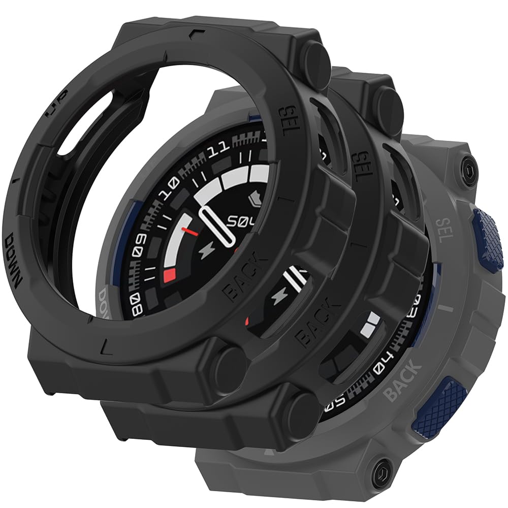 Msiall With Tempered Glass Screen Protector, Protective Case Compatible with Amazfit Active Edge, Hard PC All-Round Screen Protector, Ultra Thin, Bubble-Free, Against Scratches, Protective Case,