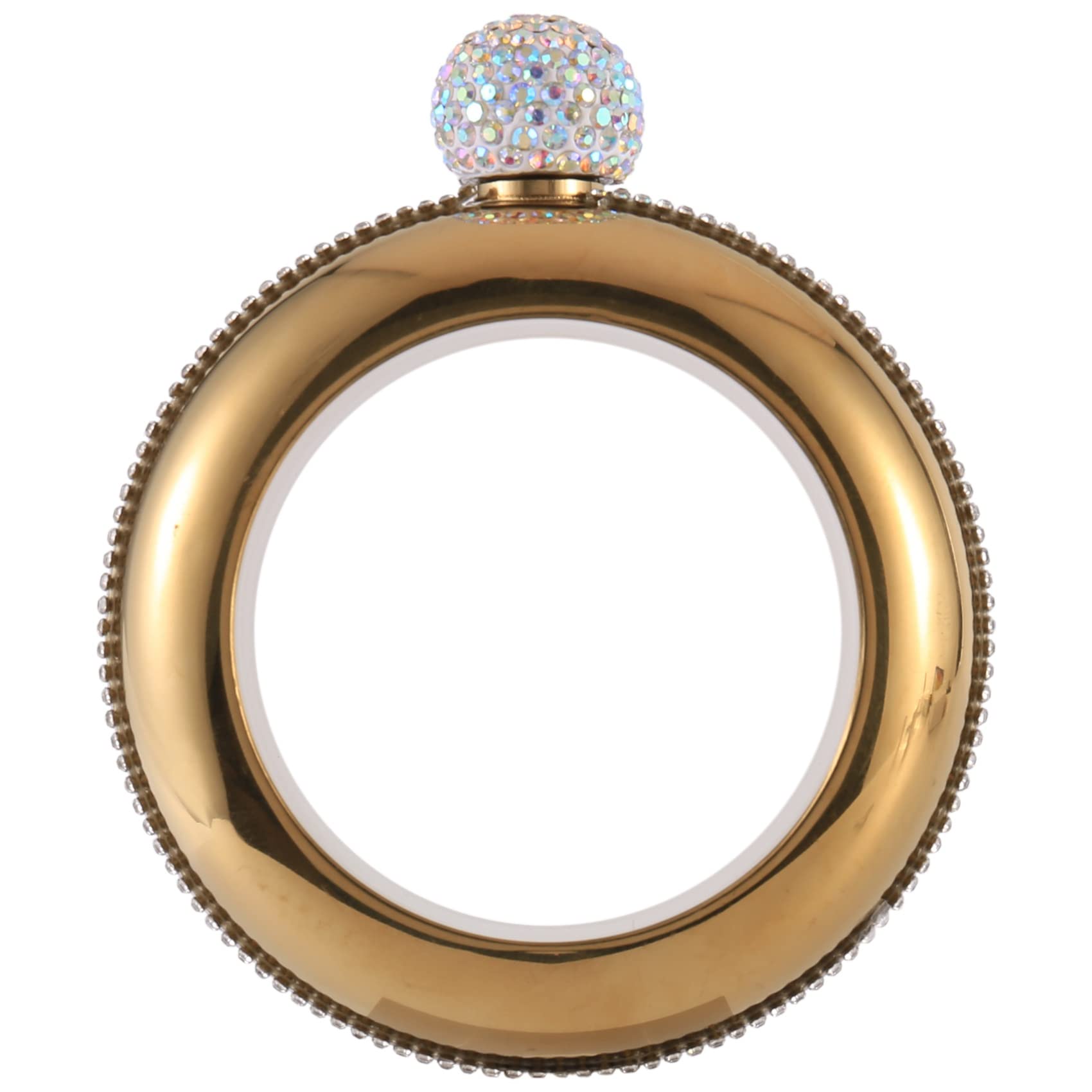 Kopinma Portable Gold Stainless Steel Bracelet Flask with Crystal Gemstone Cover, an Exquisite Wrist Drinking Bottle for Wine & Whisky