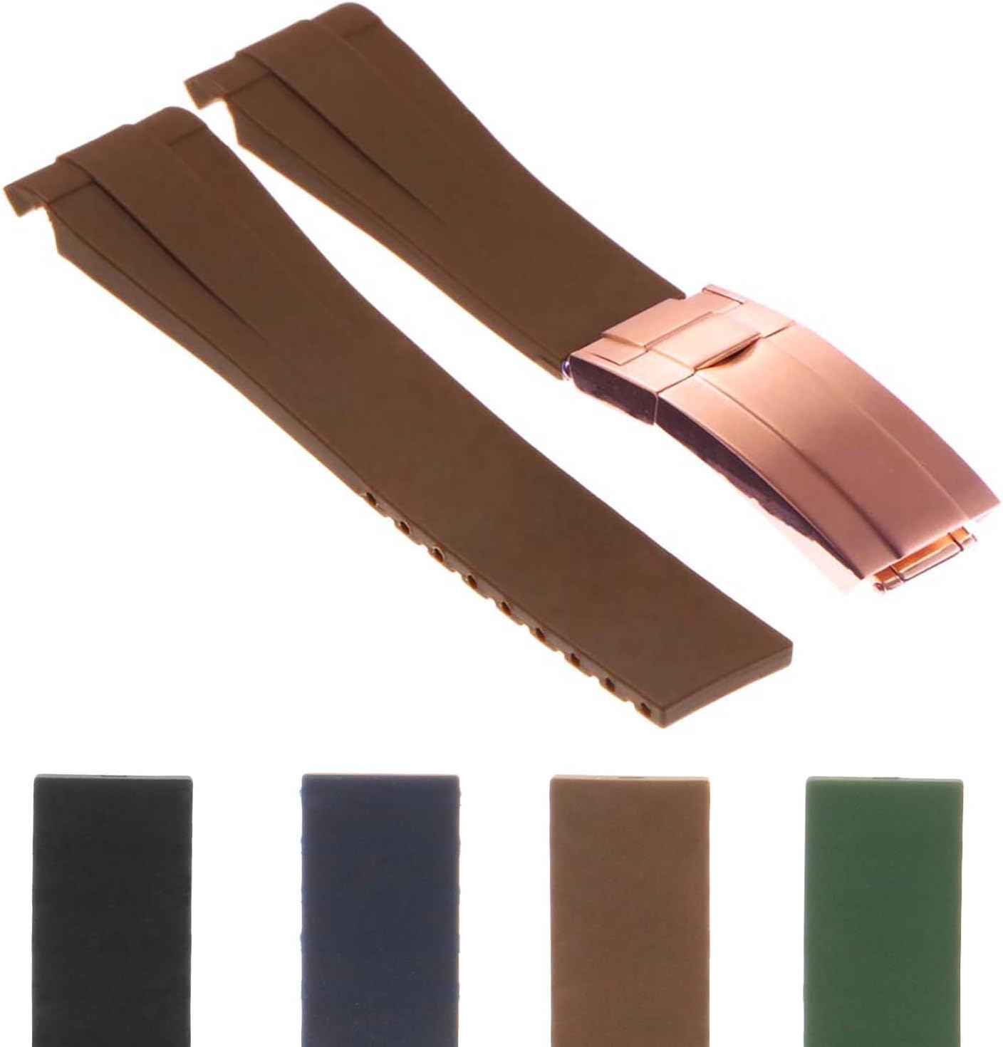 StrapsCo 20mm Premium Silicone Rubber Replacement Watch Band Strap Compatible with Rolex