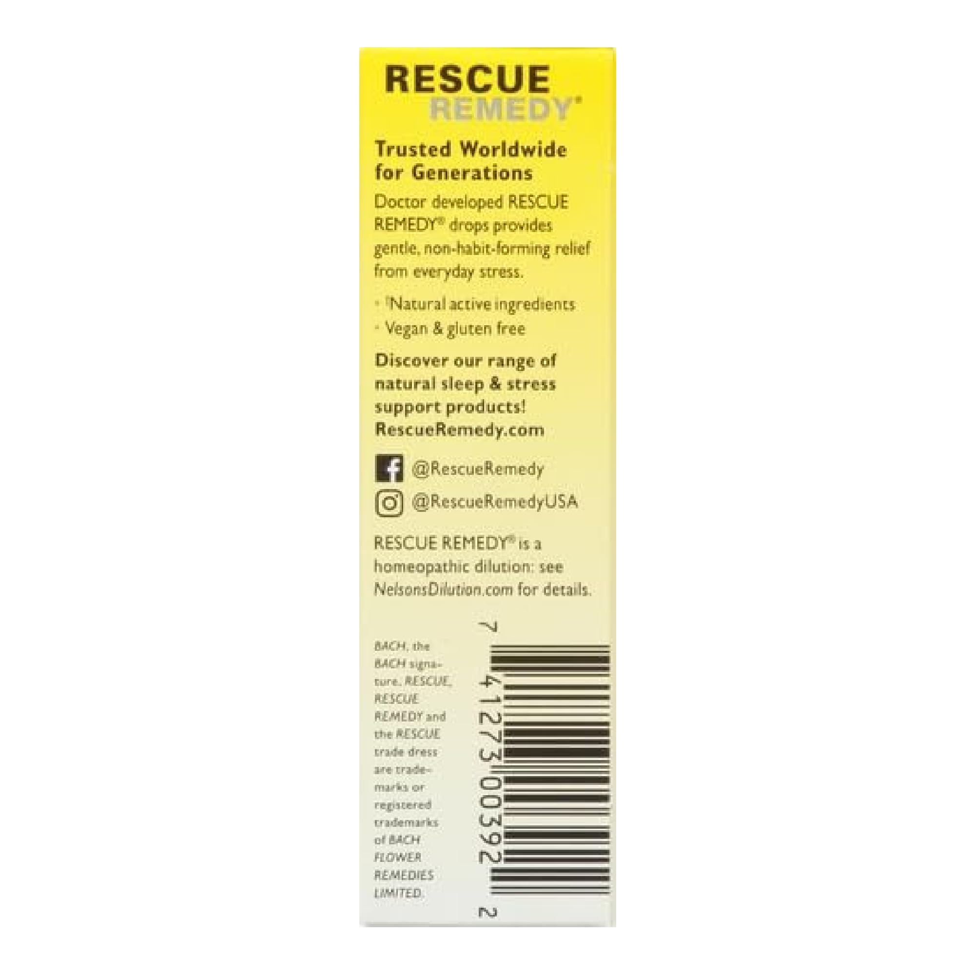 Bach RESCUE REMEDY Dropper 20mL, Natural Stress Relief, Homeopathic Flower Essence, Vegan, Gluten & Sugar-Free, Non-Habit Forming