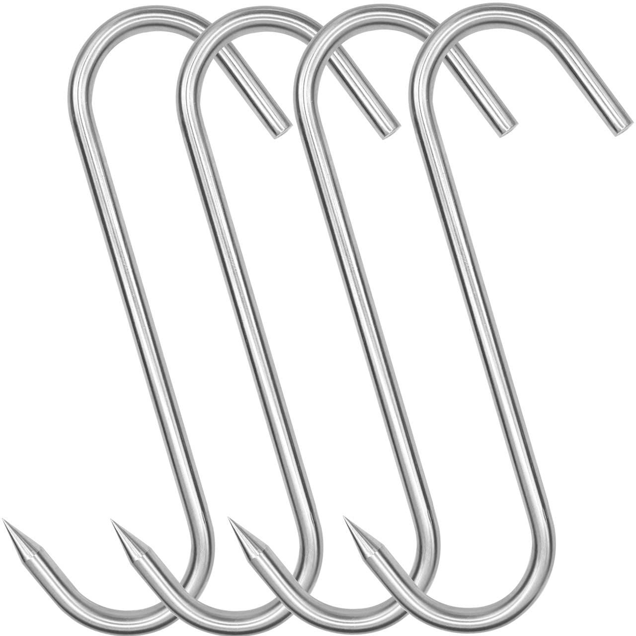 HONSHEN 10 Inch Meat Hook, Heavy Duty 10mm S-Hooks Stainless Steel Meat Processing Butcher Hooks (10mm10inch)