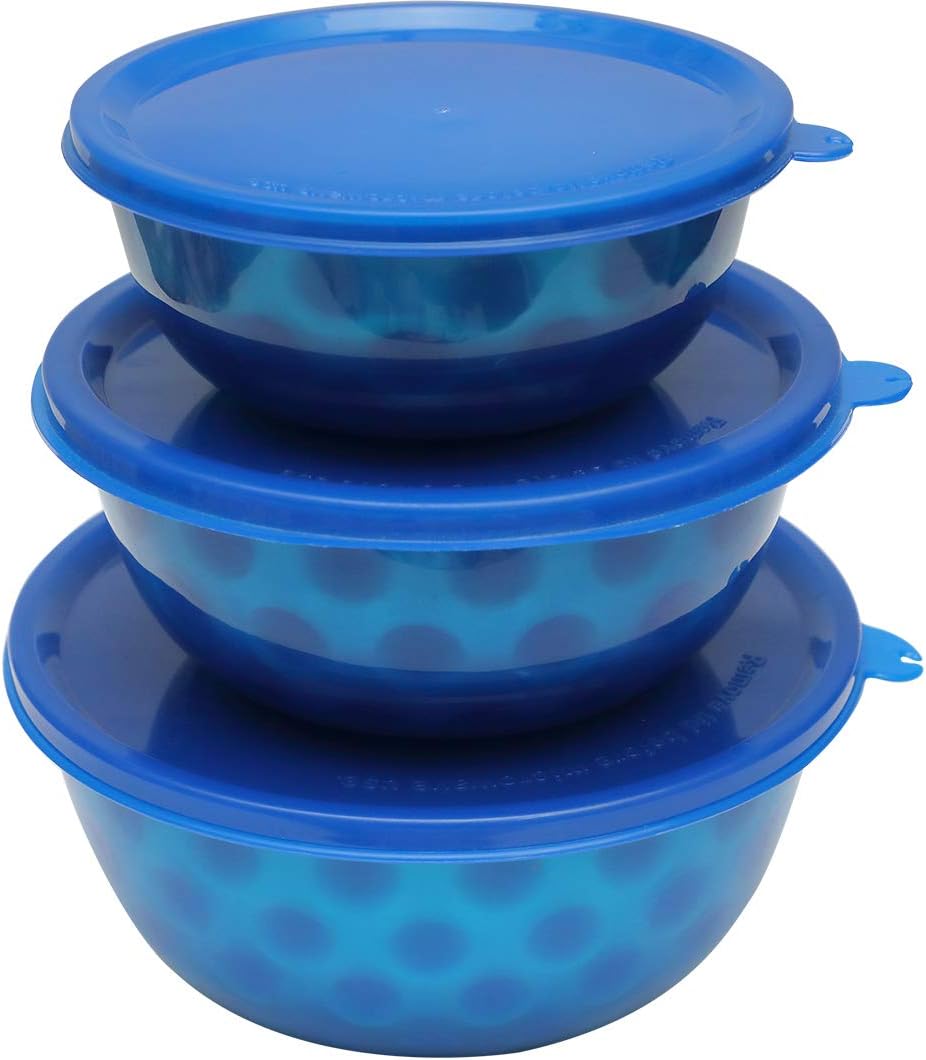 KINSHIP INDIA Stainless Steel Bowl - 2400 ml, 3 Pieces, Blue