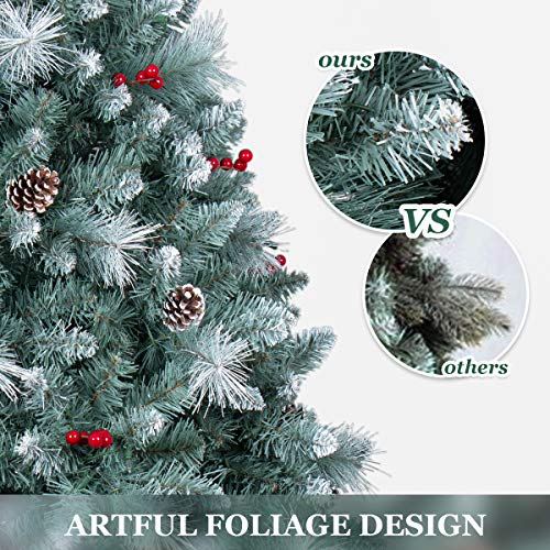 9ft PreLit Christmas Tree, 850 Warm Lights UL Certified, Pinecones