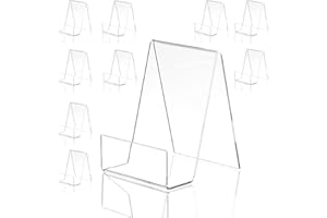 QBILY Clear Acrylic Comic Book Stand 10-Piece Set for Displaying iPads, iPhones, CDs, Photo Frames, Photo Albums, Postcards, Artworks and Magazines (Small) - Remove Double-Sided Protective Film Before Use ﻿