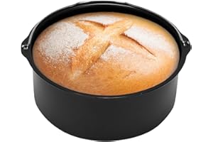 Tissting Cake Barrel Air Fryer Pan - 6/7/8 Inch Non-Stick Carbon Steel Baking Molds for Pizza and Bread - Ideal for Home Kitc