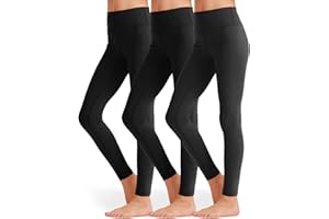 SKIDREAM 3 Pack Girls Black Athletic Leggings, Printed Ankle Length High Waisted Yoga Pants for Kids Teen