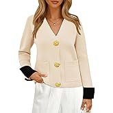Saodimallsu Womens V Neck Cardigans Long Sleeve Button Down Loose Knit Dressy Casual Fall Sweater Balzer with Pockets