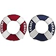 AMAJY Set of 2 Decorative Life Ring Cushions – Nautical Fabric Throw Pillows – Lifebuoy-Inspired Home Décor for Coastal, Beach, or Boat Themes – Stylish Accents for Couches, Chairs, and Beds