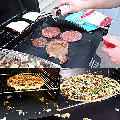 Aoweika 5 Pezzi Tappetini per Barbecue(40x50 cm), Tappetino per Barbecue Riutilizzabile Resistente al Calore e Ideale per Forno, Barbecue, Griglia, Arrosto