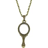 Handmade Mirror Necklace Hand Real View Mirror Fairytale Gift for Girl Bronze Magic Miniature Mirror Pendant Unusual Jewelry Edwardian Necklace Vintage Mirror Necklaces Magical Jewelry for Women