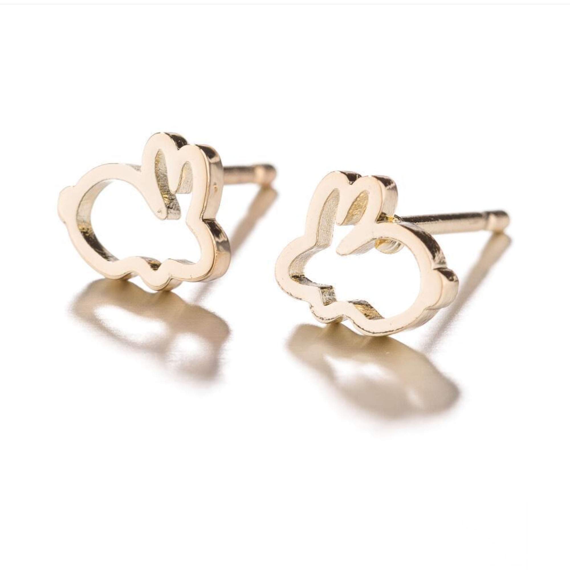 URBAN SHe° gold silver plated Easter Rabbit Bunny Studs Earrings farm animal jewellery (Gold plated)