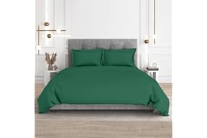 CharlottelyHues 1 Piece Duvet Cover- 1000 Thread Count 100% Egyptian Cotton Breathable Duvet Cover with Zipper & Corner Ties Quilt Cover Sateen Weave Durable Duvet - Cal King (Hunter Green)