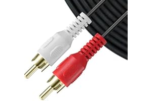 SatelliteSale 2 Male to 2 Male RCA Audio Stereo Composite Cable Universal Wire PVC Black Cord 3 feet