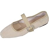 Ballet Flats for Women Comfortable Square Toe Slip On Flat Shoes Soft Work Mary Jane Shoe Lightweight Flats