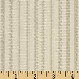 Santee Print Works Vertical Ticking Stripe Ivory/Tan Fabric By The Yard