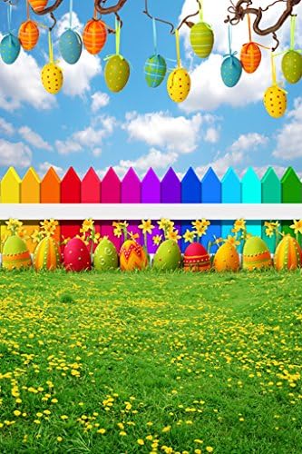 6.5 Ft*5 Ft(200cm * 150cm) Vinyl Easter Eggs Grass Flowers Photo Background Seamless Waterproof Customized Printed Photography Backdrop ZGE-043