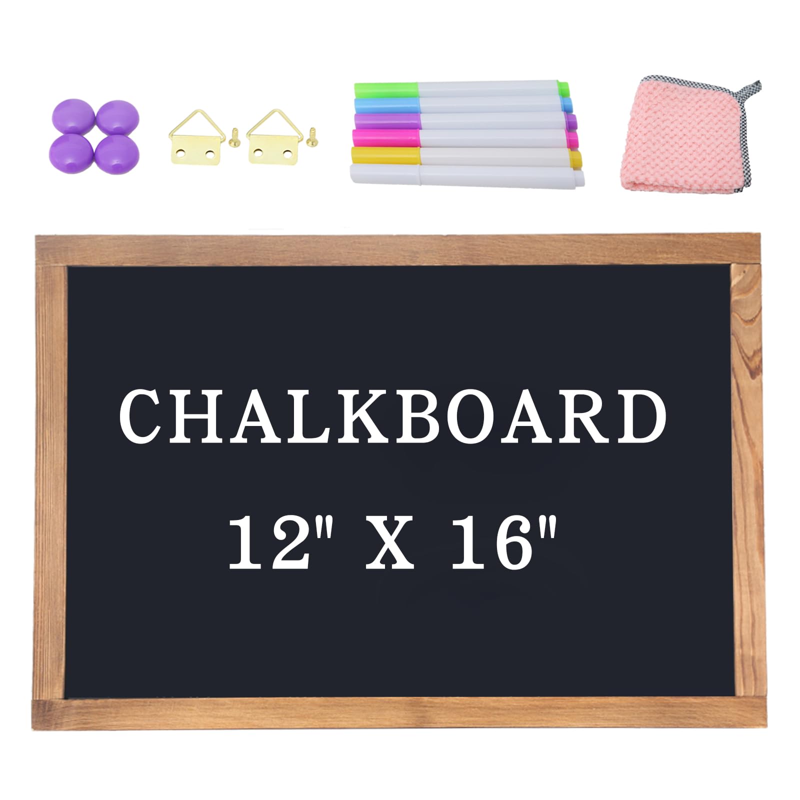 Photo 1 of Magnetic Chalkboard for Wall Rustic Wood Framed Decorative Blackboard Sign for Kids Hanging Chalkboard for Home, Office, Restaurant 12" x 16"